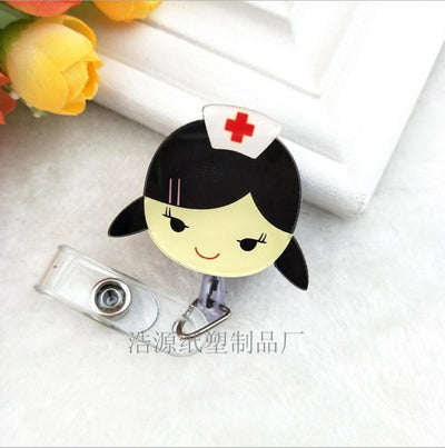 Cartoon Retractable Badge Reel High quality Silicone Student Nurse Brooches